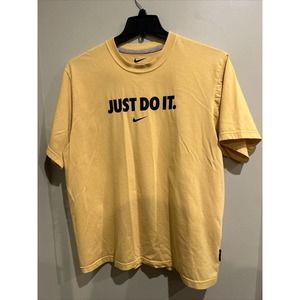 Nike Shirt Men Large Yellow Standard Dri Fit Just Do It Swoosh Athletic Gym Tee